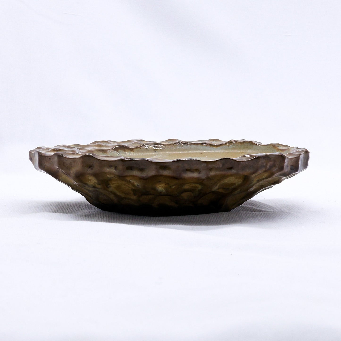 Bronze Olive Drift Seashell Serenity Handmade Ceramic Plate