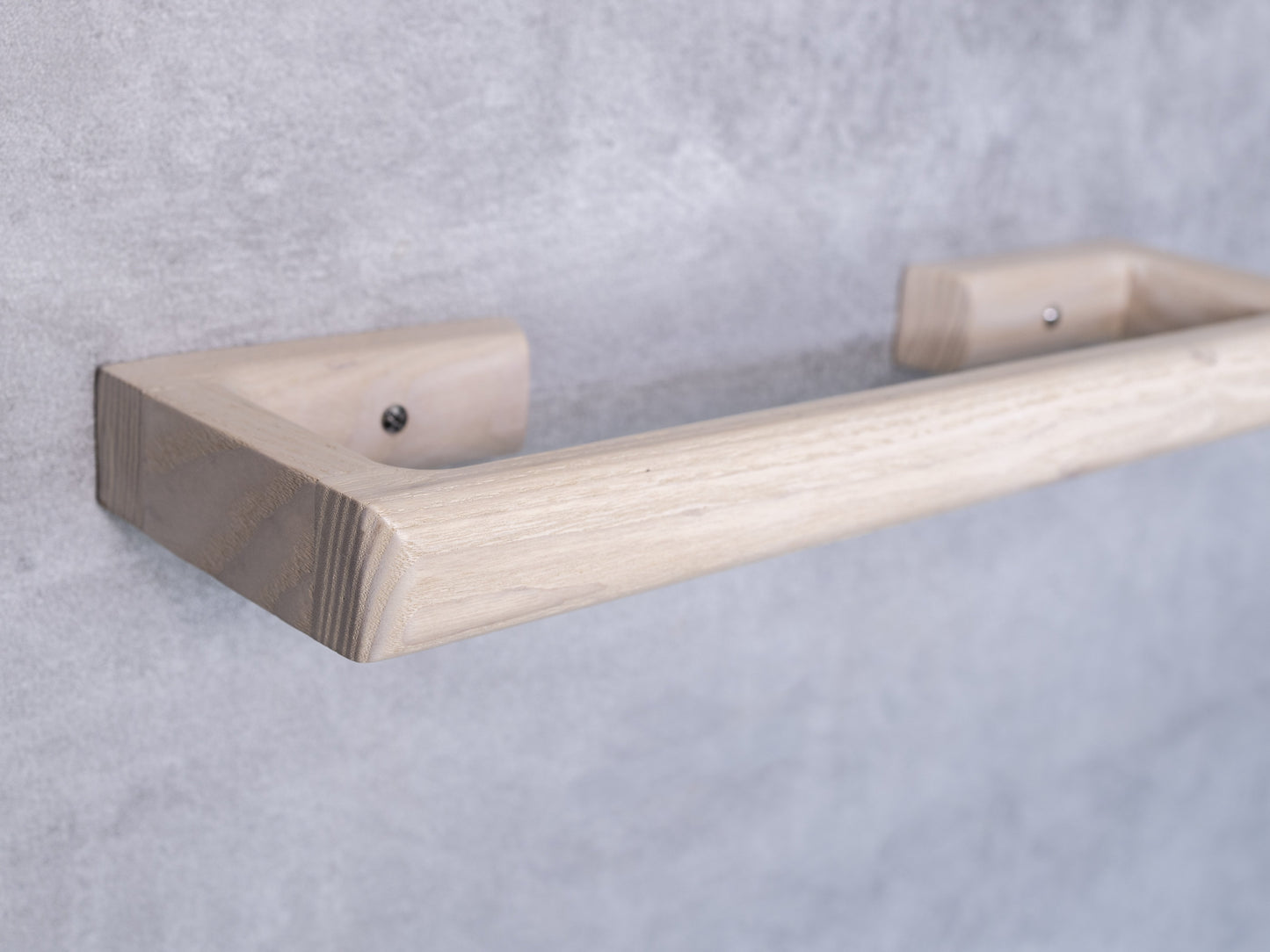 White designer towel rail, towel bar, towel rack made from solid oak by noir.design