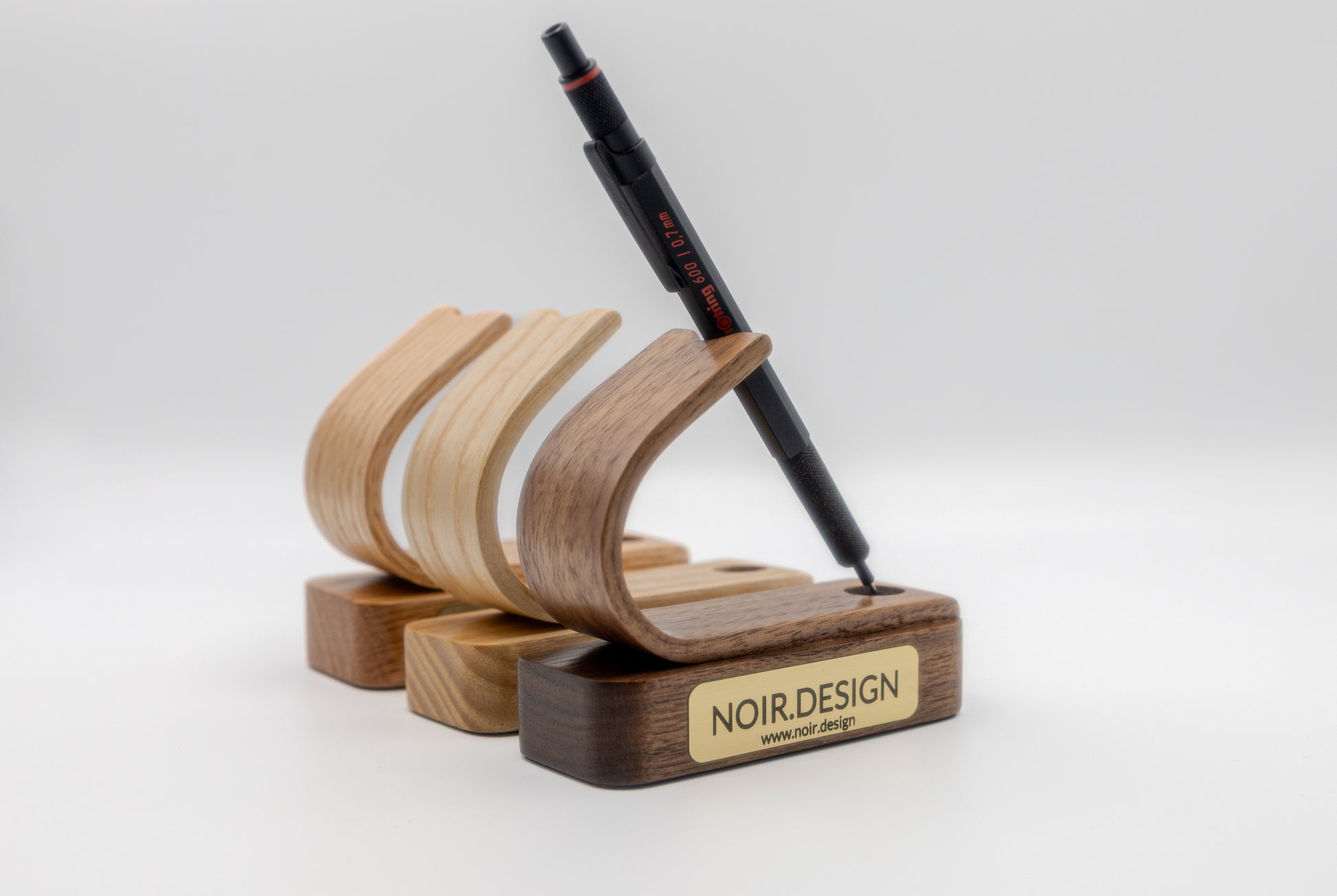 Luxury walnut wooden pen holder on office desk