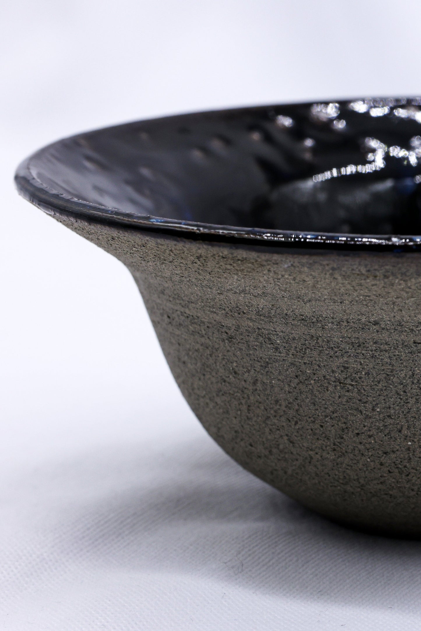 7,5' Midnight Aegean Surge Handmade Grey Stoneware Bowl