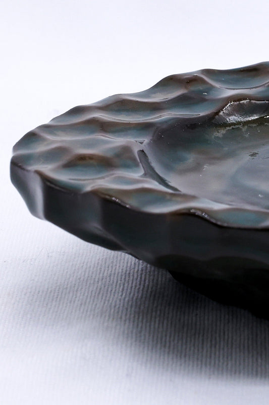 Aegean Moss Tide Seashell Serenity Handmade Ceramic Plate